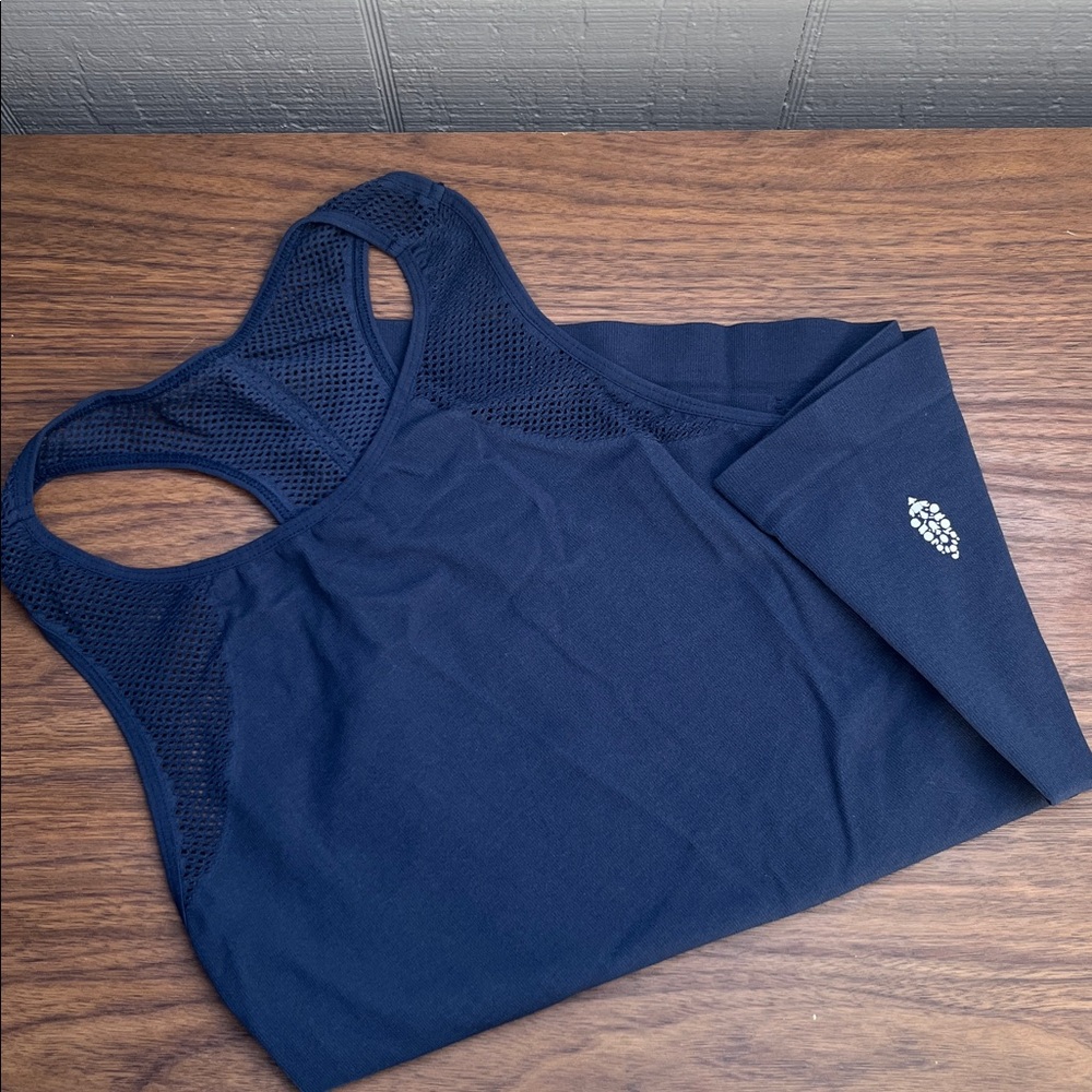 Free people Blue Mesh Racerback Tank Top